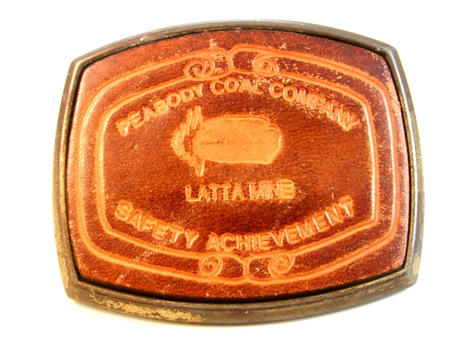 Vintage Peabody Coal Company Latta Mine Leather Belt Buckle Signed El Cid