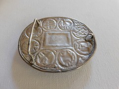 Silver Blue Green Turquoise Oval Symbol Belt Buckle