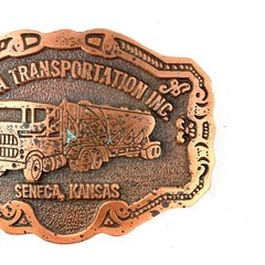 Vintage Seneca Transportation Inc Kansas Copper Tone Belt Buckle
