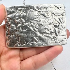 Handmade Metal Belt Buckle Rustic Texture Rectangular Unique Silverfa