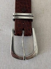 Vintage Pat Areias Sterling Silver Buckle and American Alligator Belt Size 29