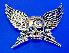 Winged Skull with Stars Reflective Gothic Punk Motorcycle Biker Belt Buckle