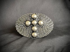Cross Belt Buckle Darren McNeese Archive 4.5” x 3” Handmade Textured Metal