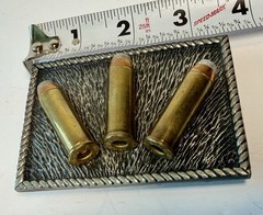 Vintage 1980 Bergamot Brass Works Bullets Belt Buckle Win Man 3 Cartridge
