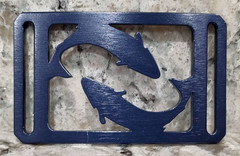 GRIP6 BELT BUCKLE – NATURALIST SALMON FISH – BLUE STEEL – 1.5 INCH WIDE #26