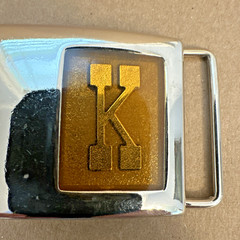 Vintage LEE Jeans Monogram Belt Buckle (70s) Cowboy/Western K ORANGE SPARKLE! K