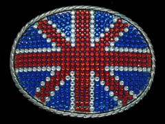 TG05174 VERY COOL **UNION JACK FLAG** CRYSTAL DESIGN BELT BUCKLE