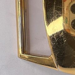Vintage Great Western GW Monogram Shield Belt Buckle Gold Tone Metal Rectangle