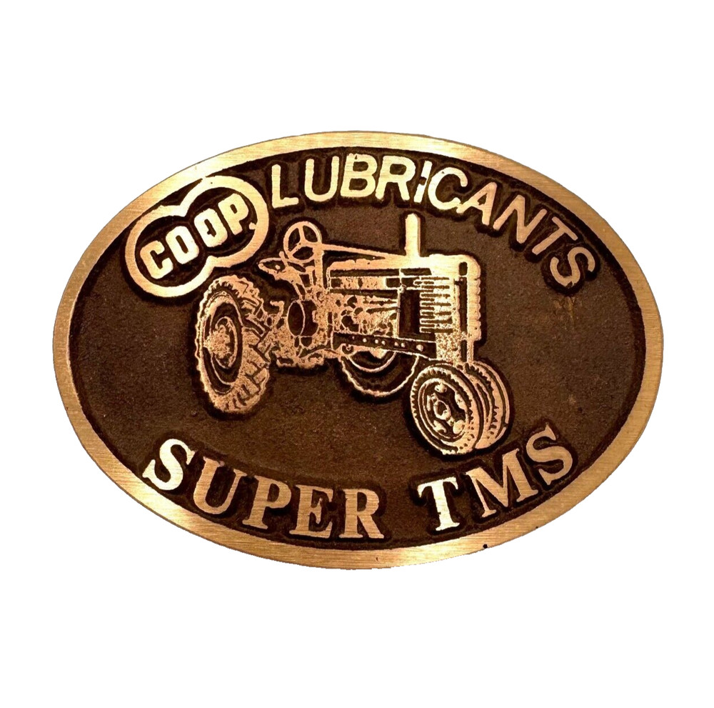 Vintage COOP Lubricants Super TMS Series 2 H Tractor Farmland Metal Belt Buckle