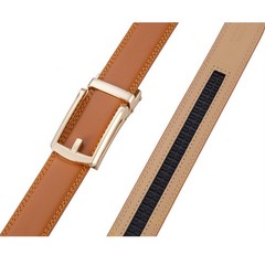 Tonywell Ratchet Belt, One Size, Light Brown Leather & Gold Metal Buckle