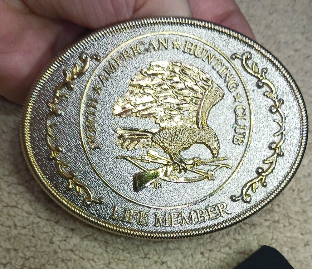 North American Hunting Club Silver Gold Oval Western Belt Buckle Antique Finish