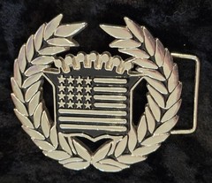 Vintage Belt Buckle Famous Stars and Straps American Flag Cadillac