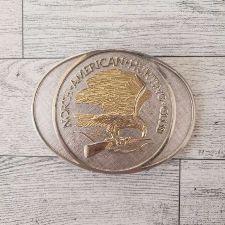 Men&rsquo;s North American Hunting Club 24K Gold Plate Western Belt Buckle Eagle