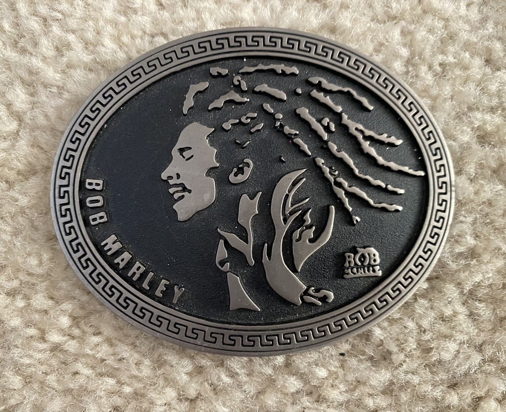 Vintage Bob Marley Metal Oval Belt Buckle