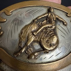 Vintage Johnson and Held 100% Handcrafted Rodeo Roping Belt Buckle- Signed-NICE