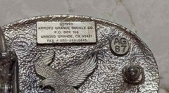 ARROYO GRANDE 1993 AG87 Raised Eagle Pewter Diamond Cut Belt Buckle