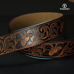 TRIWORKS Western Belt without buckle for men – Fit Size 34&Prime;-37&Prime;, Black/Brown