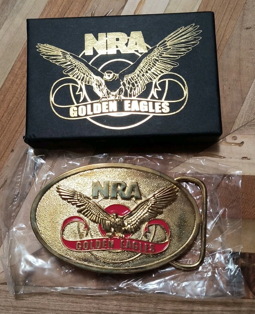 NRA Golden Eagles Belt Buckle With Original Box