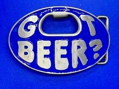 Got Beer Novelty Blue Enameled Funny Bar Pick Up Belt Buckle With Bottle Opener