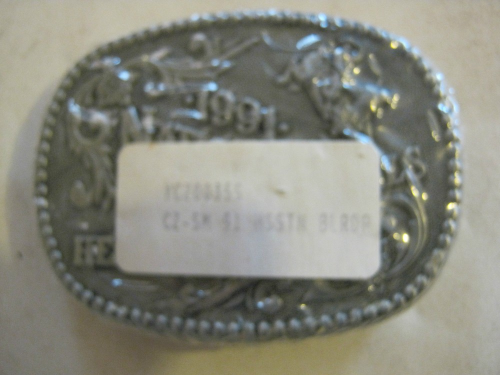 Hesston 1991 National Finals Rodeo Belt Buckle, Ladies new in wrapper (036-1)