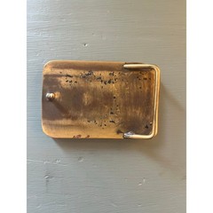 Rare Vintage Wooden Inlaid Belt Buckle With Brass Backing