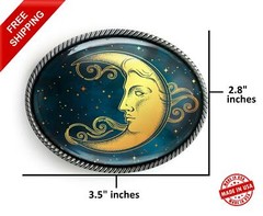 Crescent Moon Belt Buckle – Esoteric Celestial Handmade Resin Buckle – 35