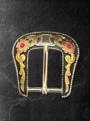 Tandy Leather Western 1” Two Time Belt Buckle W-Crystals