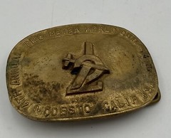 Cast Brass RC Plane Two Meter World Tour Modesto CA Aviation Belt Buckle LE #4