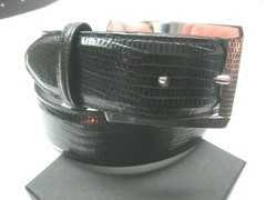 STERLING SILVER 925 BUCKLE WITH GENUINE LIZARD 1.5&Prime; BELT MADE IN U.S.A.