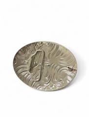 Western Oval Belt Buckle in Gold and Silver on Black