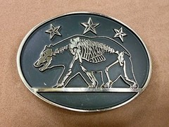 California State Flag Skeleton Grizzly Bear Stars Belt Buckle Chrome 6464