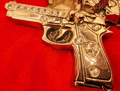 Rock Rebel Unisex Skull Crossbones Gun Pistol Rhinestone Goth Silver Belt Buckle