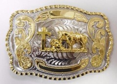 CROSS PRAYING FAITH ANIMAL LONG HUGE RODEO BIG COWBOY WESTERN SHINE BELT BUCKLE