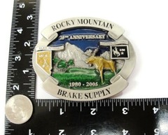 2005 25th Anniv Belt Buckle Rocky Mountain Brake Supply Moose Elko NV Casper WY