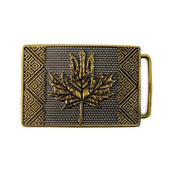 Brass belt buckle Maple leaf, Handmade Ukrainian trident and Canadian Maple leaf