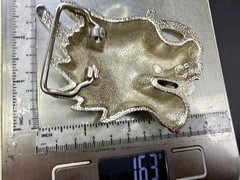 Mystical Asian Chinese Dragon Head Figural Cutout Silver Color Belt Buckle