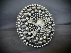 Skull & Crossbones Belt Buckle Gothic Biker Wearable Art OOAK Darren McNeese