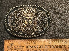 Bad ass bull belt buckle, new condition, embossed bull head