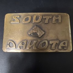 Champion Belt Buckle SOUTH DAKOTA Cast Brass w Horse Head