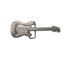 Fender Stratocaster Guitar Silver Toned Large Belt Buckle Western Rock Music