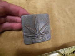 Men&rsquo;s Marijuana Belt Buckle for 1.5 Belt Jamaican Stamped on Bottom
