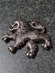 Belt Buckle Silver Tone Lion Heraldic Retro Vintage