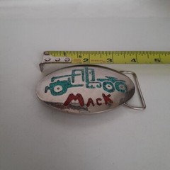 Vintage Mack Truck Semi Tractor Belt Buckle Metal with Crush Stone Inlay Design