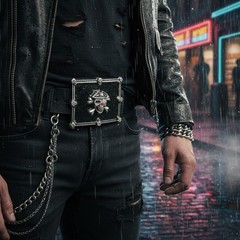 Men Women Buckle Silver Skulls Skeletons Black Pirate Death Gothic Bones Square