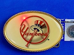 Yankees Baseball Fan Belt Buckle Attention Grabbing Led Lights! W/ Fresh Battery