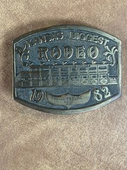 1982 Kansas&rsquo; Biggest Rodeo Phillipsburg Kansas Brass Belt Buckle Sample