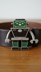 Men Women Silver Metal Fashion Belt Buckle Robot Animation Statement Drip Style