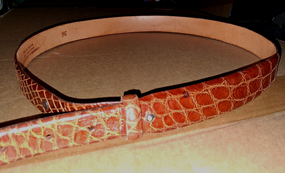 Genuine Alligator Belt Size 36 U.S.A Steer Hide Lining Brown Top Quality Unused
