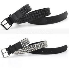 Studded 3 Row Silver Pyramid Made Belt Leather Punk Rock Gothic