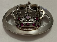 Vintage Rare Justin Davis Crown 925 Sterling Belt Buckle with stones